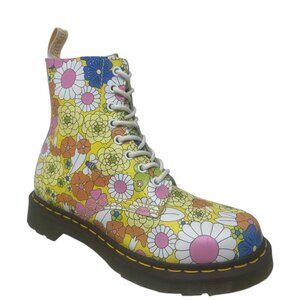 Rare Dr. Martens Pascal 1460 Floral Daisy Butterfly Print Leather Combat Boots 7